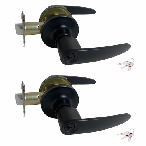 IUYPKQ Bedroom Door Lock - Black Door Handle Indoor with Lock - Stainless Steel Door Locks for Entry Door - Door Knobs with Lock & Key - Poignee Porte Interieur by IUYPKQ - Used condition - CA$27.74