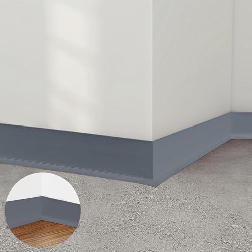 YushengTai Weichsockelleiste Selbstklebend,Dunkelgrau 6M PVC Sockelleiste Selbstklebend 50 x 20 mm, Weichsockelleiste Flexibel für Küche und Bad Geeignet