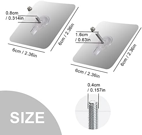 WYAN 16 Pcs Punch-Free Wall-Mounted Screw Hook,Self Adhesive Screw Hooks,Seamless Waterproof Hooks(8Pcs 8mm+8Pcs 16mm Screw Rod)