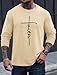 VOGSTART Man Faith Printed T Shirt Muscle Sport Sweatshirt Patterned Print Graphic Crewneck Long Sleeve Comfort Tee Shirt Beige M
