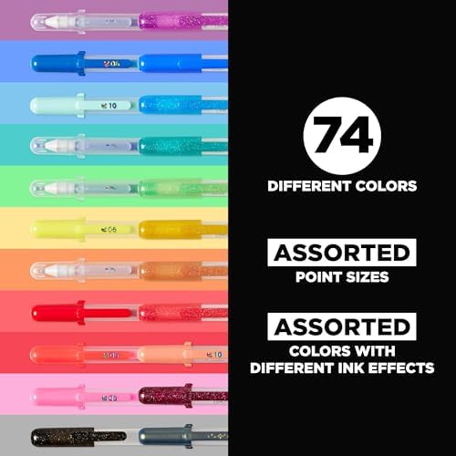 SAKURA Gelly Roll 74 Pack Gift Set and A5 Black Paper Sketchbook Bundle image 4