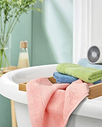 Cleanbear Pure Cotton Wash Cloths Face Cloths, 6 Colors Per Set, 13 X 13 Inches (Light Blue, Jade Green, Light Green, Grey, Light Grey, Pink) #TOP5