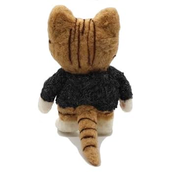 羊毛フェルト 猫 茶白猫雑貨 ぬいぐるみ マスコット 猫みみ帽子の茶白ねこ ぬいぐるみ 羊毛フェルト ねこ(お取り置き