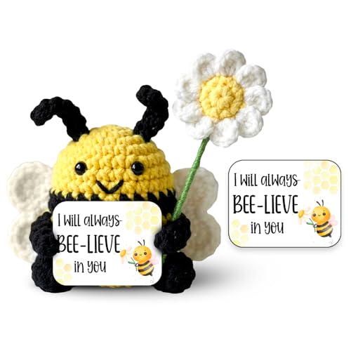 MagicArtCanvas Funny Bee Crochet, Cute Positive Crochet with Encouragement Cards, Inspirational Gift Ideas for Women, Friends, Christmas and Birthday Gifts, Small Gifts for Coworkers Bee Decor