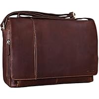 STILORD 'Elias' Bandolera Hombre Piel Grande Bolsa de Hombro Mujer Maletín Portátil 15.6 Portadocumentos Cuero Bolso portatil, Color:Cognac marrón Oscuro