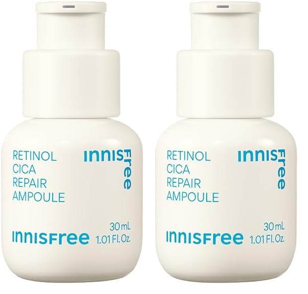 Image of Innisfree Retinol Cica Repair Ampoule 30ml with Hyaluronic Acid, Korean Face Serum for Reducing Skin Blemishe, Improving Skin texture, Nourishing & Revitalizing, Hydrating, Soothing, & Strengthening