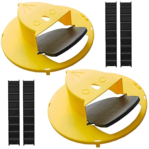 Pack 2 Bucket Lid Mouse Rat Trap Mouse Catching Tool Trap Door Style Multi Catch Auto Reset Indoor Outdoor 5 Gallon Bucket Compatible (Gold)