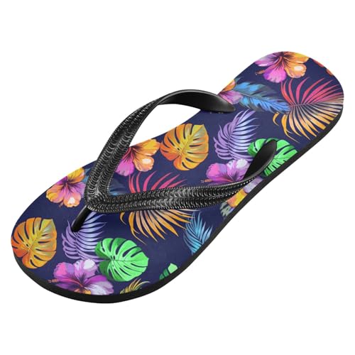 Hibiscus Palms Blue Flip Flops for Beach Thong Sandals Anti-slip Lightweight Beach Shoes for Indoor Outdoor House2