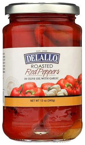 Delallo Pepper Red Roasted Garlic, 12 Oz