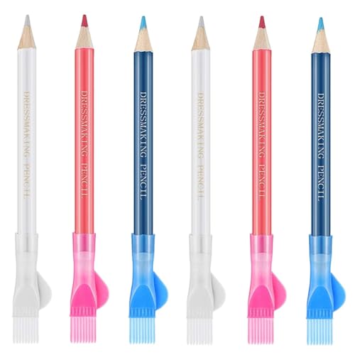 Coyun 6 Piezas Tiza Costura, Lápiz De Marca De Costura, Lápiz De Marca De Costura, Bolígrafo Borrable, Modista Lápiz, Tiza Costura, Tiza Tela Marcador De Prendas De Vestir A Medida Multicolor