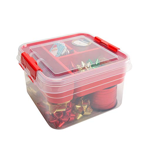 Simplify 25522-RED 5 Compartment Gift Supply Storage Box | 2 Tier Box thumb #6