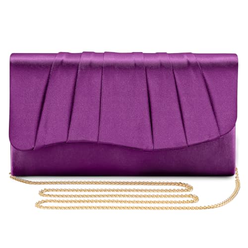 Image of UBAYMAX Clutch Purses for Women Formal, Pleated Satin Evening Bag Purse Handbags Evening Clutch for Prom Party Wedding