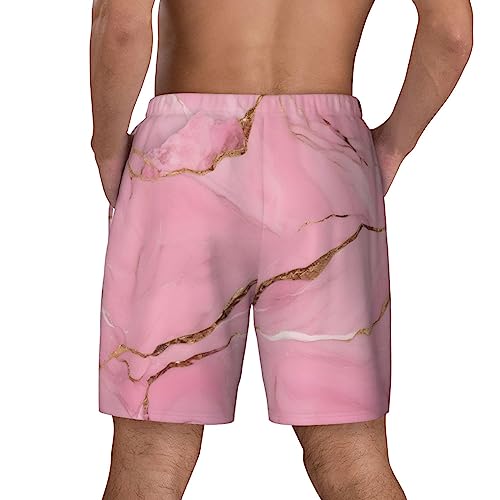Short de bain décontracté pour homme avec doublure compression rose - 4