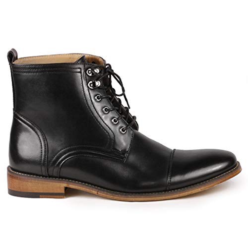 Metrocharm MC142 Men's Lace Up Cap Toe Dress Ankle Chukka Oxford Boot (9, Black)