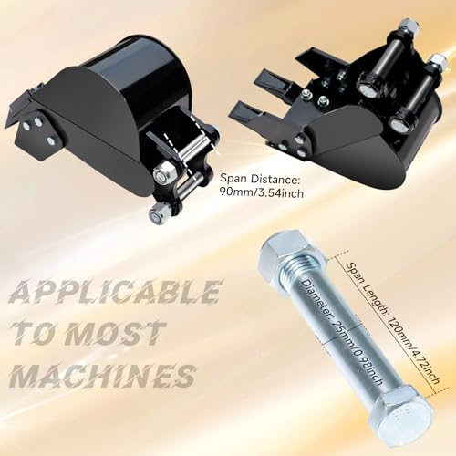 Mini Excavator Bucket 7.78in Excavator Attachments, 200mm Narrow Digging Buckets, Hole Diameter 0.98in, Center Wheelbase 3.54in, Bucket Metal Trenching Digger with Metal Teeth