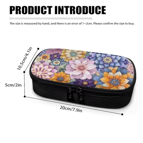 Suhoaziia Bohemian Flower Diabetic Supplies Bag Carrying Case Organizer For Diabetes Testing Kit, Blood Glucose Monitor Kit with Meter, Blood Sugar Test Strips, Lancets, Lancing Device, Alcohol Wipe