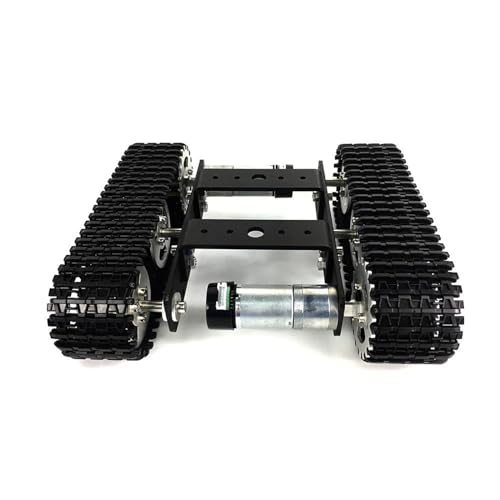 BEPHON Chasis de tanque de robot de absorción de impactos para Ar&du&in&o T100 modelo de tanque de metal modelo robot de seguimiento chasis de coche DIY Track Crawler (Blackone)