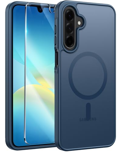 FNTCASE for Galaxy A26 5G Phone Case: Magnetic Matte Translucent Military Grade Drop Protection Cell Phone Cover - Slim Rugged Durable Shockproof Protective for Samsung A26 Cases - Blue