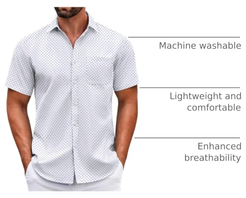 Image of COOFANDY Mens Short Sleeve Casual Button Down Shirts Summer Untucked Dress Shirts with Pocket