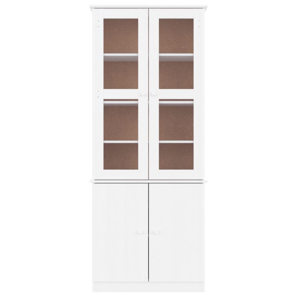 Homgoday Dekoracja mebli, wysoka biała witryna 77 x 35 x 186,5 cm lite drewno sosnowe meble do wnętrz/na zewnątrz do salonu biura