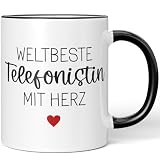 JUNIWORDS Tasse, Weltbeste Telefonistin, Schwarz (6701219)