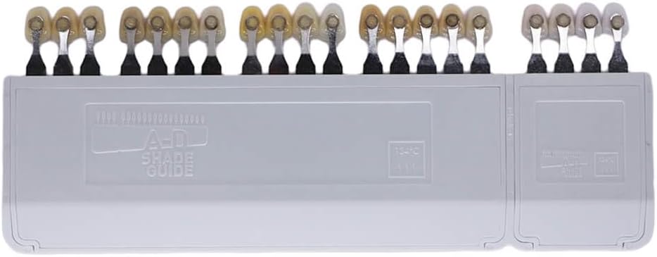20 Shades VITA Style Tooth Color Chart with Bleached Tabs & Metal Clip - Cosmetic Teeth Whitening Matching Tool