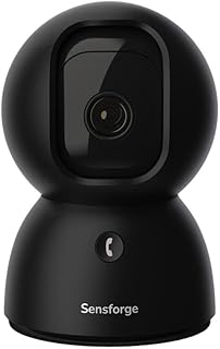 Sensforge 2.5K Black Indoor Pan-Tilt Dome Security Camera, AI Human & Pet Detection, 360° Coverage, Two-Way Audio, Dual-Band Wi-Fi (2.4G/5G), 64GB SD Card Included, No Monthly Fees