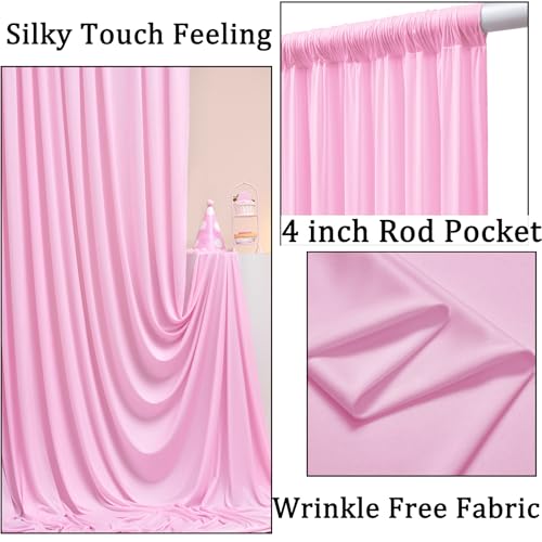 20ft x 10ft Wrinkle Free Pink Backdrop Curtains for Parties, Polyester Backdrop Drapes for Girls Birthday Wedding Photography Background Baby Shower by NSSONBEN - Image 2