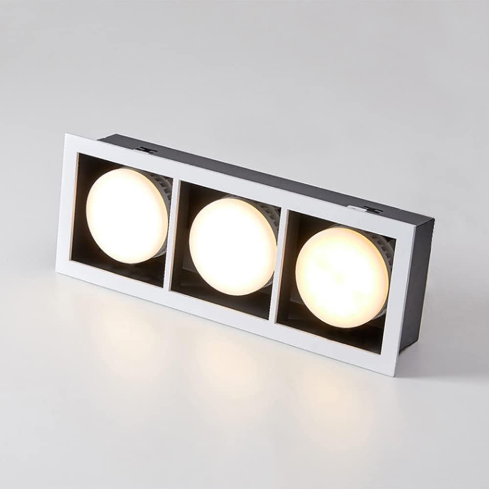 3-Head Led Downlight House Ceiling Decor Dimmable Recessed Ceiling Panel Light 2pack, 15W/21W/27W Wafer Spotlights Adjustable Angle Can Lights