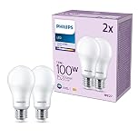 Philips LED Frosted A67 Light Bulb 2 Pack [Cool White 4000K - E27 Edison Screw] 100W, Non Dimmable. for Home Lighting, LED 100W A67 E27 CW FR ND 2PF/6 AM, Value Range
