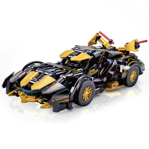 Chodia 1:18 Race Car Building Blocks Set, Black Cyberpunk Sport Supercar Model Toys Kits for Boys Kids Adults Men Age 6+, 6-12, Engineering Birthday for Vehicle Fans (313 PCS)