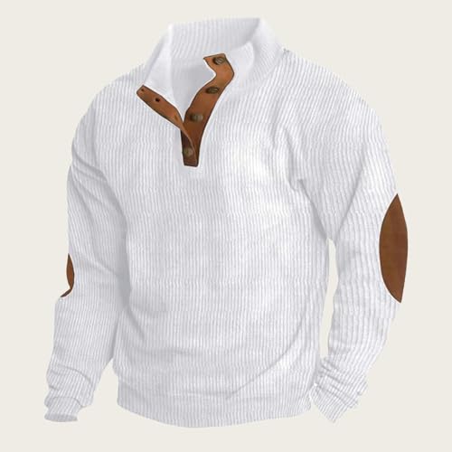 Men's Oversized Corduroy Pullover Fashion Casual Long Sleeve Stand Collar 1/4 Button Up Polo Sweatshirt2