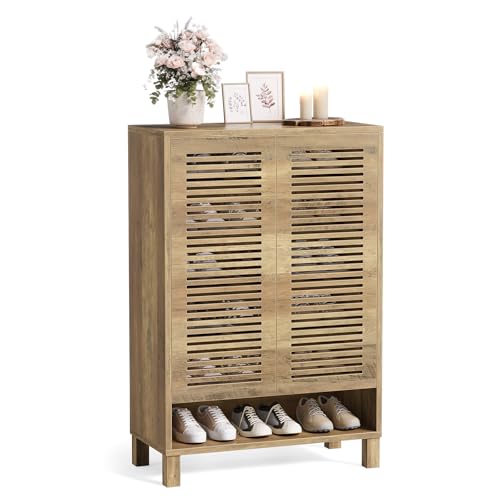 LITTLE TREE Freistehender Schuhschrank, Schmales Landhaus Möbelstück für den Eingangsbereich, Platzsparender 6-Fächer Organizer aus Holz in Eiche LITTLE TREE Freistehender Schuhschrank, Schmales Landhaus Möbelstück für den Eingangsbereich, Platzsparender 6-Fächer Organizer aus Holz in Eiche