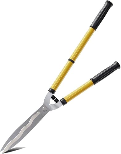 Telescopic Hedge Shear, 25 to 33Inch Garden Shears,Carbon Steel Wavy Sharp Blades,Extendable Garden Hedge Clippers Scissors,Long Handle,Ideal for Gardening Grass Lawn Pruning Hedges Shrubs Trimming