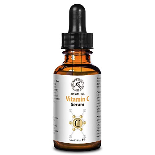 Serum Vitamin C für Gesicht und Körper - 30ml Glasflasche - C-Vitamin Serum mit reines Vitamin C - Vitamin E und Hyaluronsäure - Für Alle Hauttypen von Aromatika