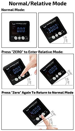 Momenturn Level Box Miter Gauge -Digital Readout Angle Finder Tool -Mini Table Saw Stand Accessories -Magnetic Protractor Cube -Woodworking, Bevel, Carpenters Square, Machinist, Fence Inclinometer - Thumbnail 4