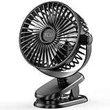 TCJJ Portable Clip on Fan,Rechargeable Pram Fan,USB Desk Fans With TYPE-C Port 5200 mAh Battery Operated 3 Speed 360° Rotatable Personal Small Mini Table Fan for Stroller Car Seat