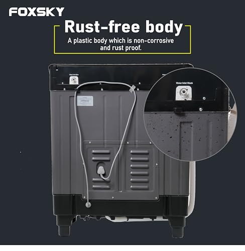 Image of Foxsky 7.0 kg 5 Star Semi-Automatic Top Loading Washing Machine Appliance (2024 Model, Powerful Motor, Effective Wash Pulsator, 1370 RPM & Castors)
