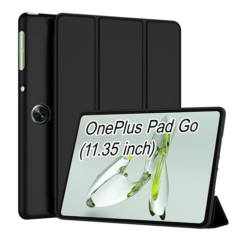 Image of CEDO Tri-Fold for OnePlus Pad Go (11.35 in) Smart Case Flip Cover with Multi Viewing Angles Stand | Leather Finish | Heat Dissipation | TPU Backcover (Black)