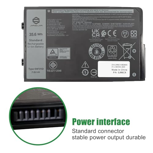 Image of 6WVHD 451-BDDY Laptop Battery Replacement for Dell Latitude 7230 Rugged Extreme Tablet T06H T06H001 Pro Rugged 12 Tablet RA02260 Series FNW8F 0VDDJY VDDJY 0JM6CX JM6CX 7.6V 35.6Wh 4457mAh