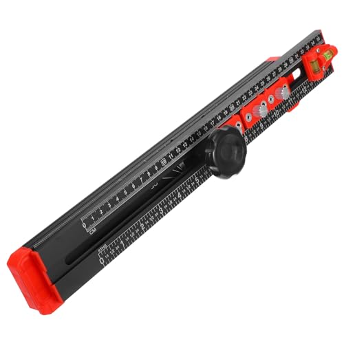 LckCryspho 大工定規 アルミ合金 ABS製 ? 穴あけテンプレート付き木工測定ツール 引き出し位置決め対応