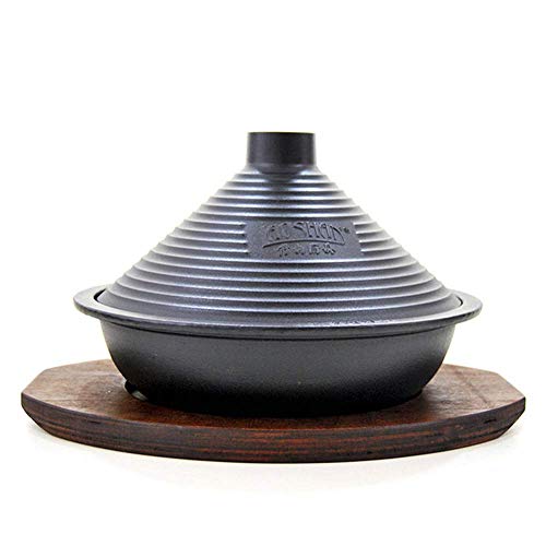 Tagine Cast Iron Cooker Pot with Anti-scalding Board, Tagine Clay Casserole Slow Cooker Non-Porous Cone Lid, for Different Cooking Styles and Temperature Settings Oven / 26CM