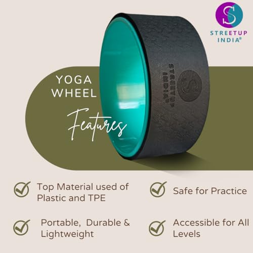 Image of Streetup India Yoga Wheel for Stretching, Exercise, Back Bends, Workout for Unisex With High Density Strong Foam Sweat Resistant (Black)