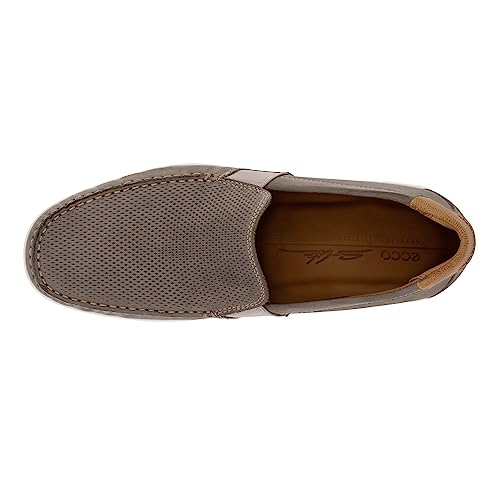 Ecco Mens Lite Moc Summer Driving Style Loafer, Warm Grey/Cognac Summer Perforated, 9-9.5 Us #TOP4