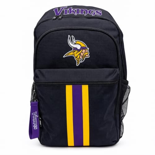 Image of NFL Minnesota Vikings Backpack - Triple Stripe Wordmark Design with Keychain