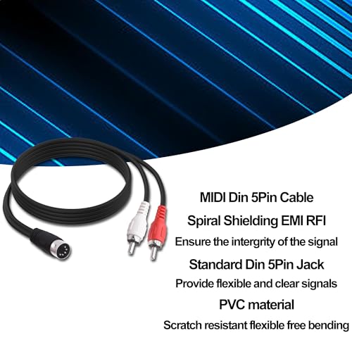 Cable de audio DIN de 5 pines a 2 RCA para eliminar ruidos al conectar el tocadiscos clásico 3
