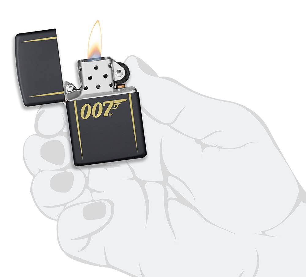 Zippo Feuerzeug Schwarz Matt – James Bond 007 Edition, Winddicht Und Nachfüllbar