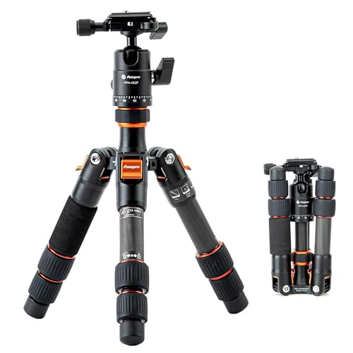 Fotopro Mini Tripod for Camera, Carbon Fiber Portable Small Tabletop Travel Tripod Stand with 360° Ball Head, Compact & Lightweight, 8kg/17.6 lbs Load for DSLR Mirrorless Camera, X-Go Mini 2