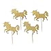 Astra Gourmet 25 Pack Gold Glitter Unicorn Cupcake Toppers Food Picks - Baby Shower Kids' Birthday Party Decors