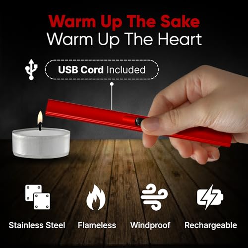 Japanese Sake Set with Warmer | 11 pc | 6 sake cups only | non electric sake warmer | sake bottle | candles | lighter | bamboo sake flight tray for sake cup set | bomb gift kit for chinese sake set